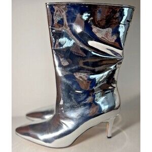 Haotianano - Silver Metallic Ankle Boots Mirror Pointed Toe Stilleto - W8.5 -New